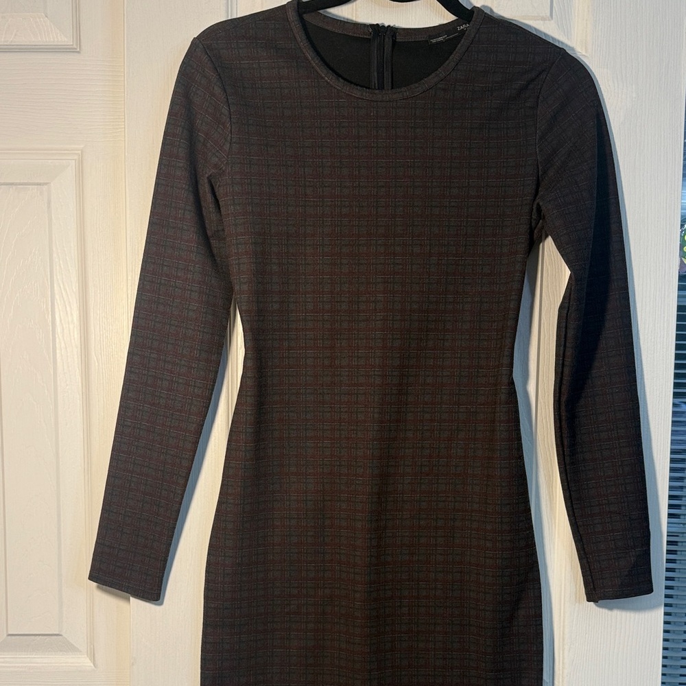 Zara Black and Brown Long Sleeve Dress